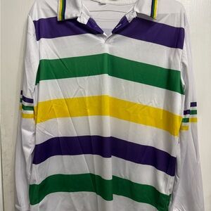 Striped Long Sleeve Mardi Gras Men's Shirt